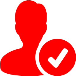 Red icon of a person with a check mark